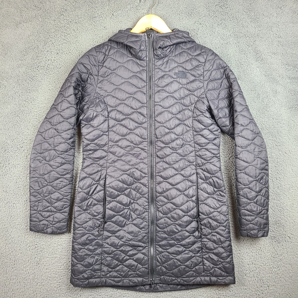 The North Face ThermoBall Parka Womens Medium Gray Quilted Hooded Jacket